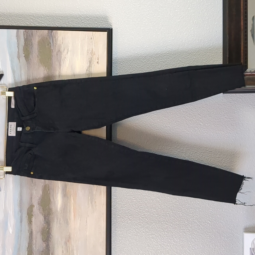 Frame Denim "Le Skinny De Jeanne" Wash "Film Noir" Raw Hem Skinny Jean Size 25
